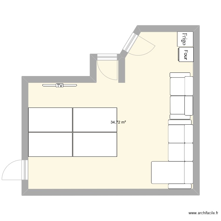 bur zuyd. Plan de 1 pièce et 35 m2