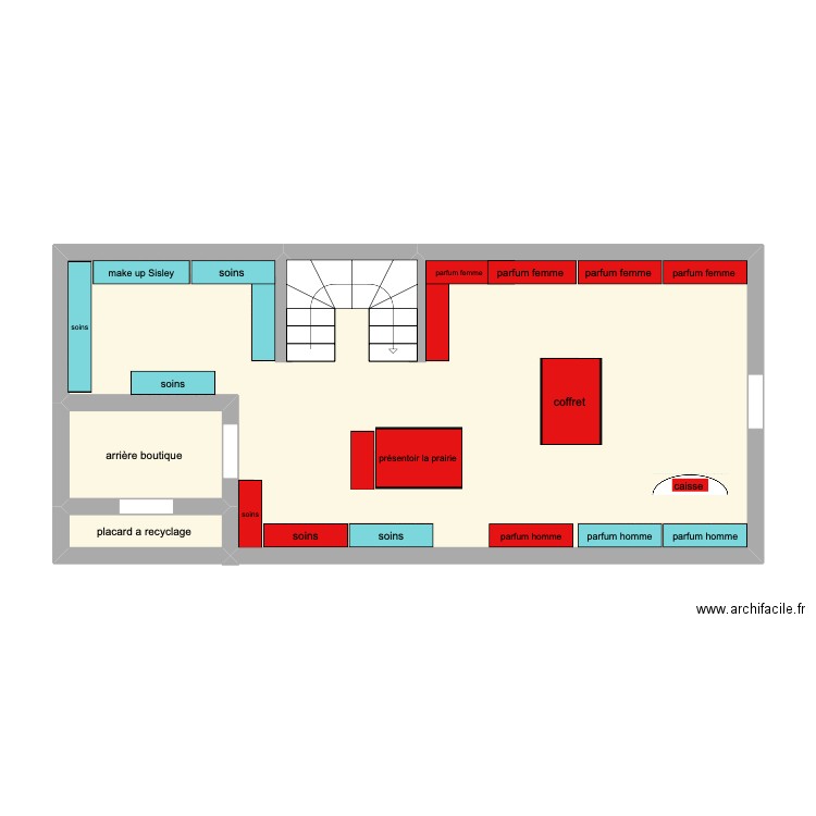 magasin marionnaud . Plan de 3 pièces et 50 m2