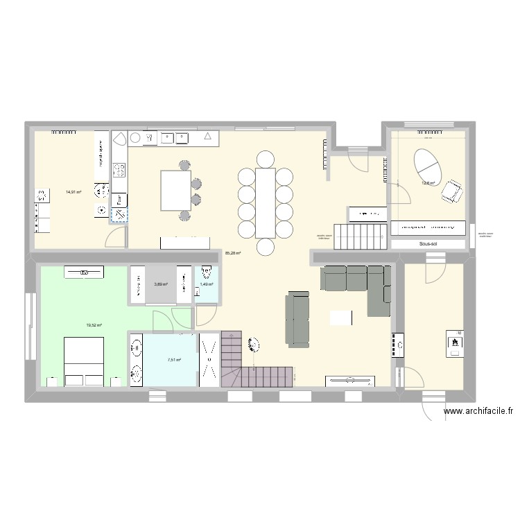 Plan avancéF.V. Plan de 9 pièces et 234 m2