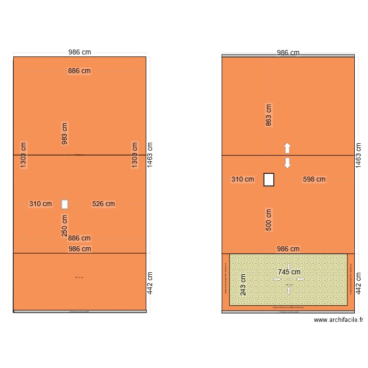 toit. Plan de 3 pièces et 171 m2