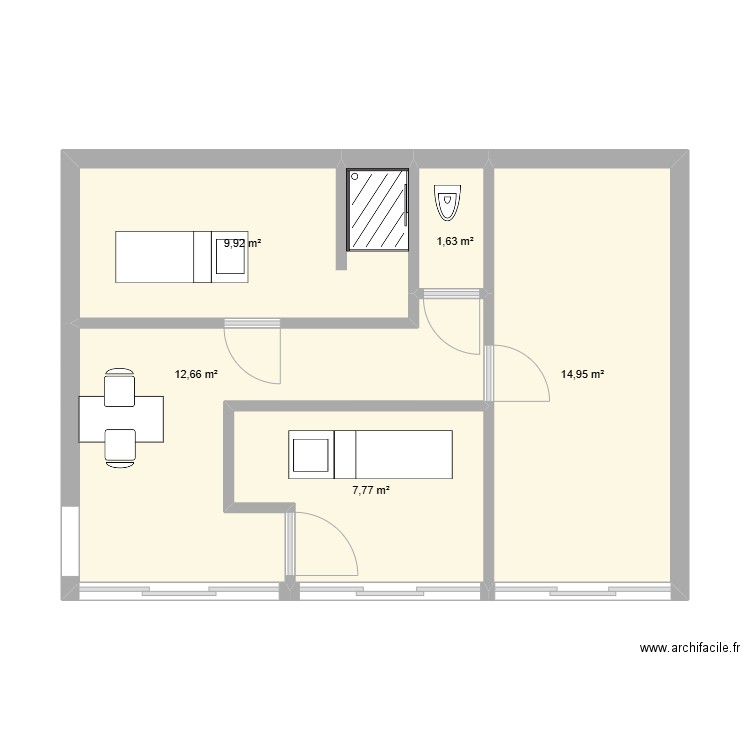 plan agrandissement uniquement. Plan de 5 pièces et 47 m2