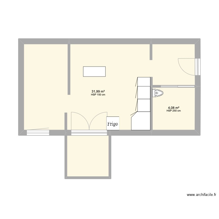 la grande motte mamie. Plan de 2 pièces et 36 m2