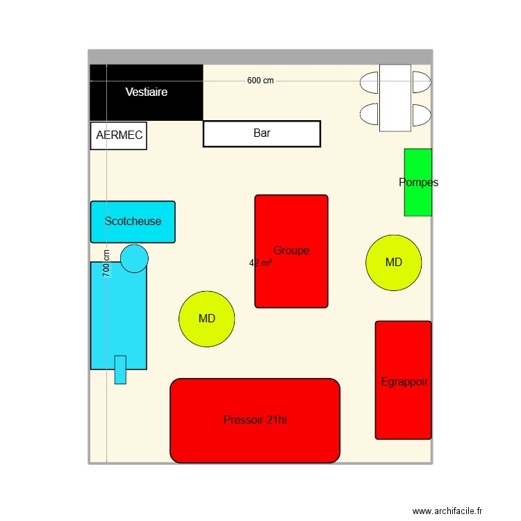 vinequip. Plan de 1 pièce et 42 m2