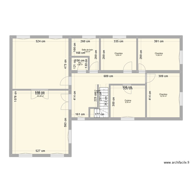 R+1 Jarrosson. Plan de 8 pièces et 125 m2