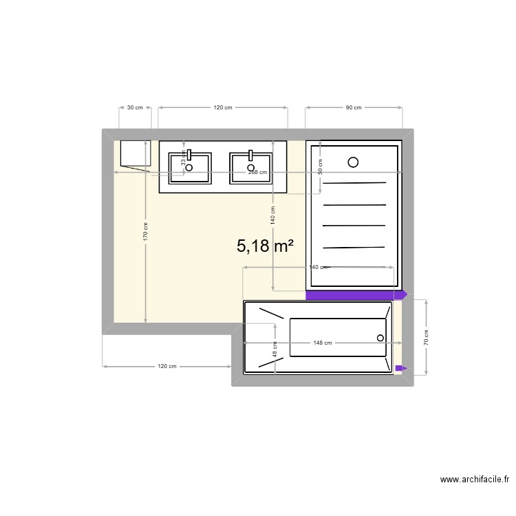 bonvalot. Plan de 1 pièce et 5 m2