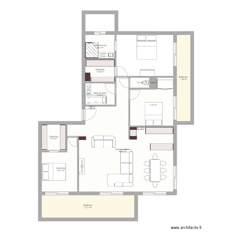 gar. Plan de 11 pièces et 111 m2