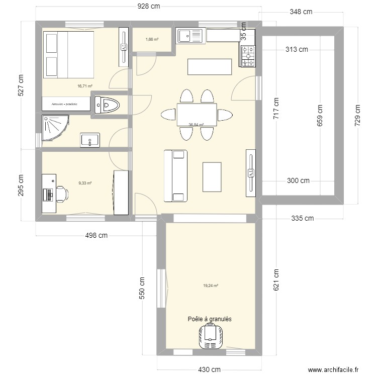 Agrandissement Christelle. Plan de 5 pièces et 84 m2