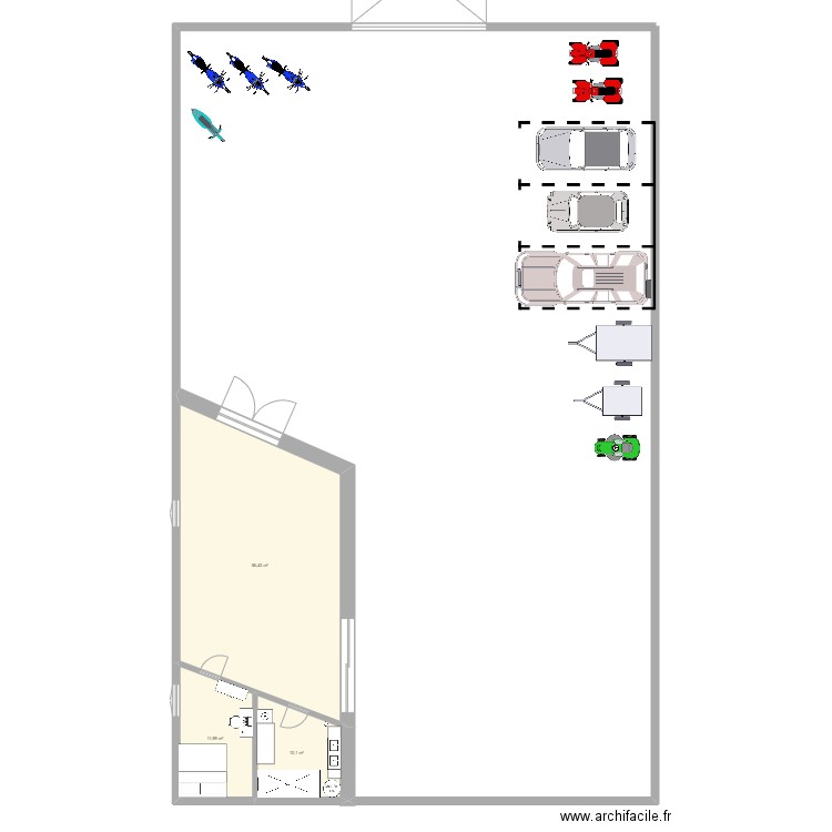 future. Plan de 3 pièces et 79 m2