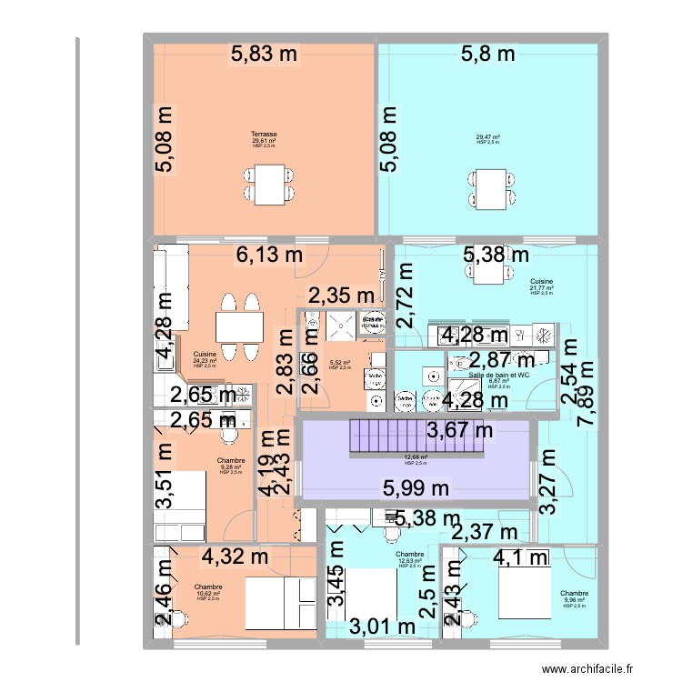 ETAGE 1. Plan de 12 pièces et 173 m2