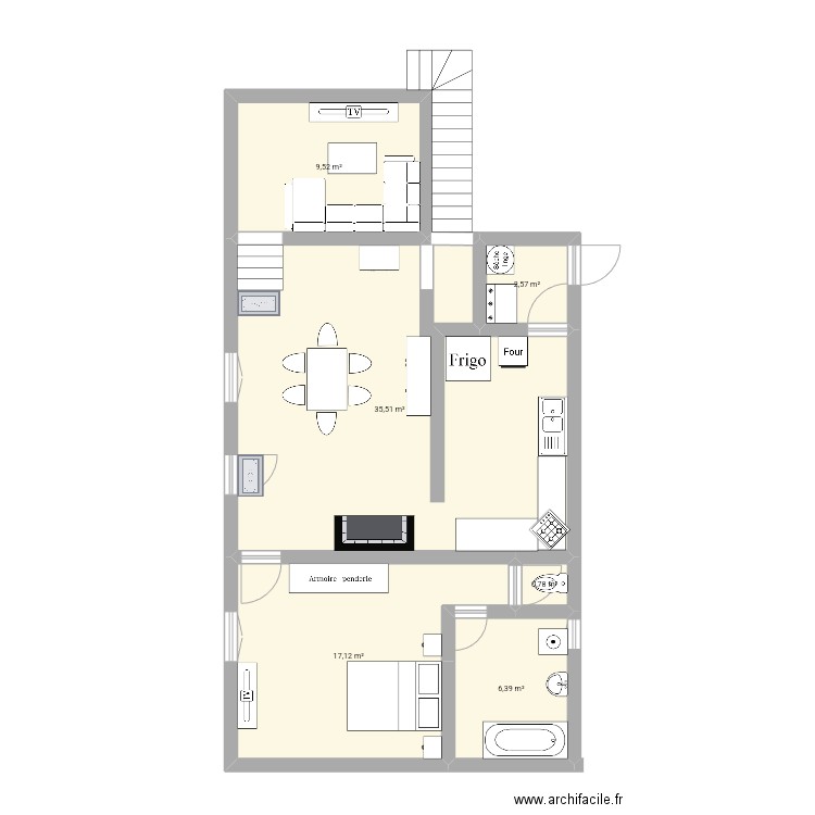 Ma maison. Plan de 6 pièces et 72 m2