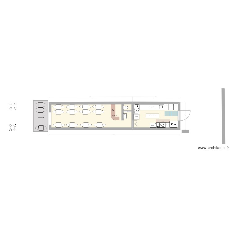 Restau Demi v6. Plan de 1 pièce et 41 m2