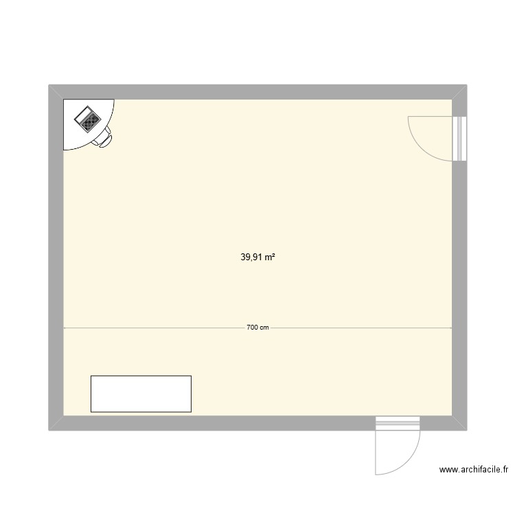 Christelle V2. Plan de 1 pièce et 40 m2