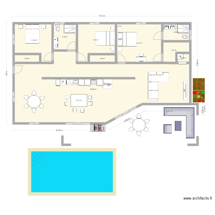 maison mod 2  145 m². Plan de 10 pièces et 145 m2