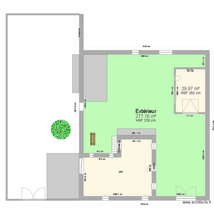 Garage + maison. Plan de 3 pièces et 381 m2