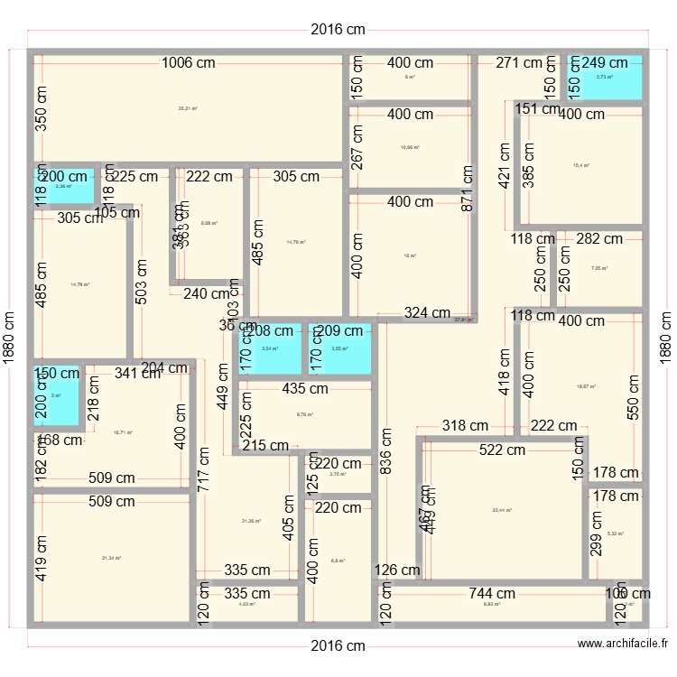 Bathieu ka. Plan de 27 pièces et 334 m2