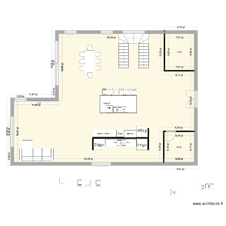 rez de chaussé maison st cath. Plan de 3 pièces et 134 m2