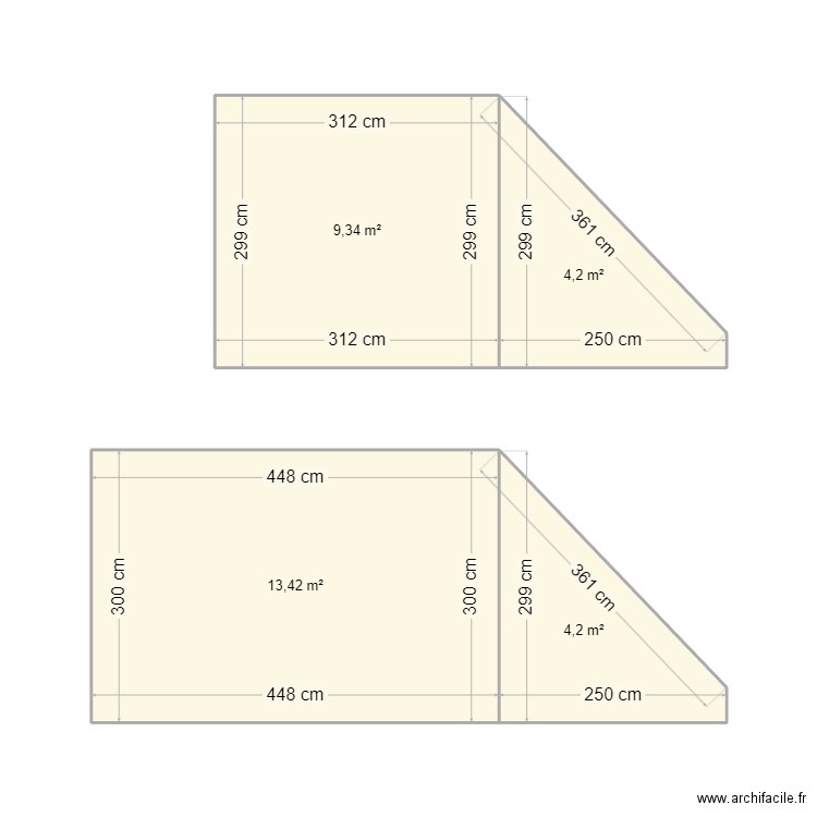 C604 Coupe . Plan de 4 pièces et 31 m2