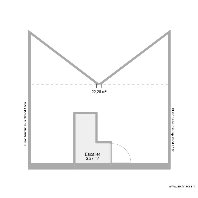 Plan définitif vierge - Etage - Maison 60 Saint Louis. Plan de 2 pièces et 25 m2