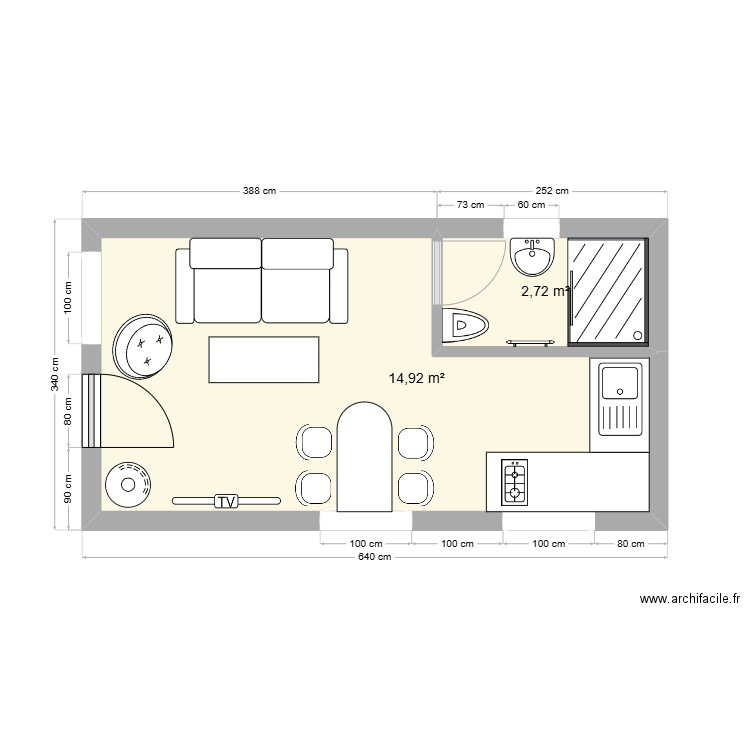 CHALET. Plan de 4 pièces et 35 m2