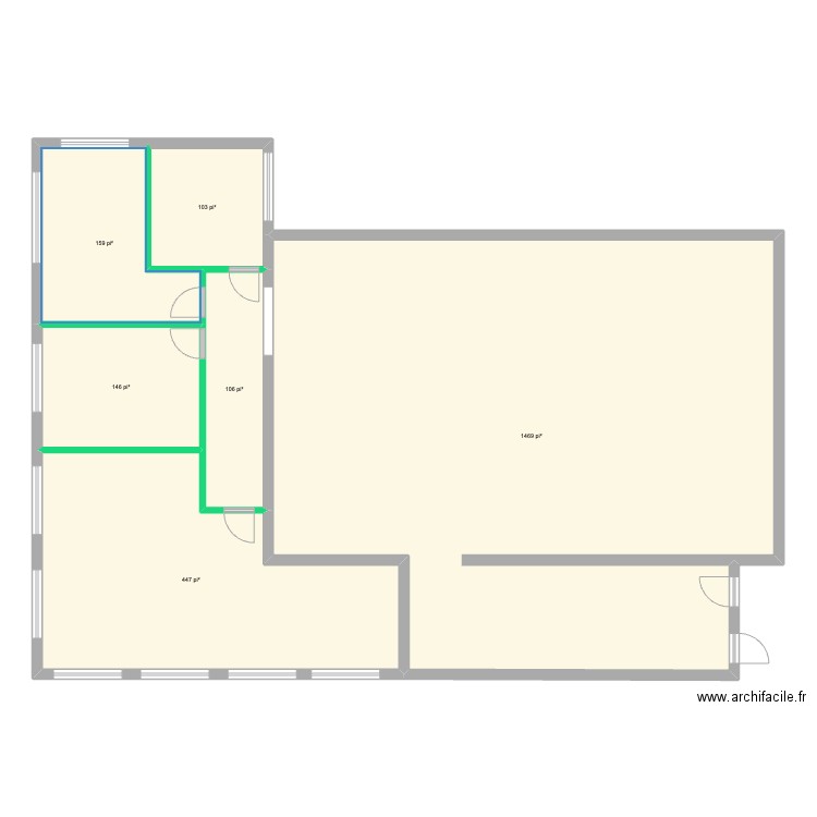 225 Seigneuriale agrandissement 21X46. Plan de 6 pièces et 226 m2