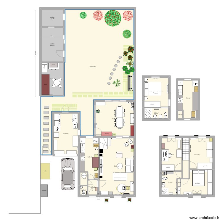 Les Molières agrandissement mairie 2. Plan de 23 pièces et 262 m2