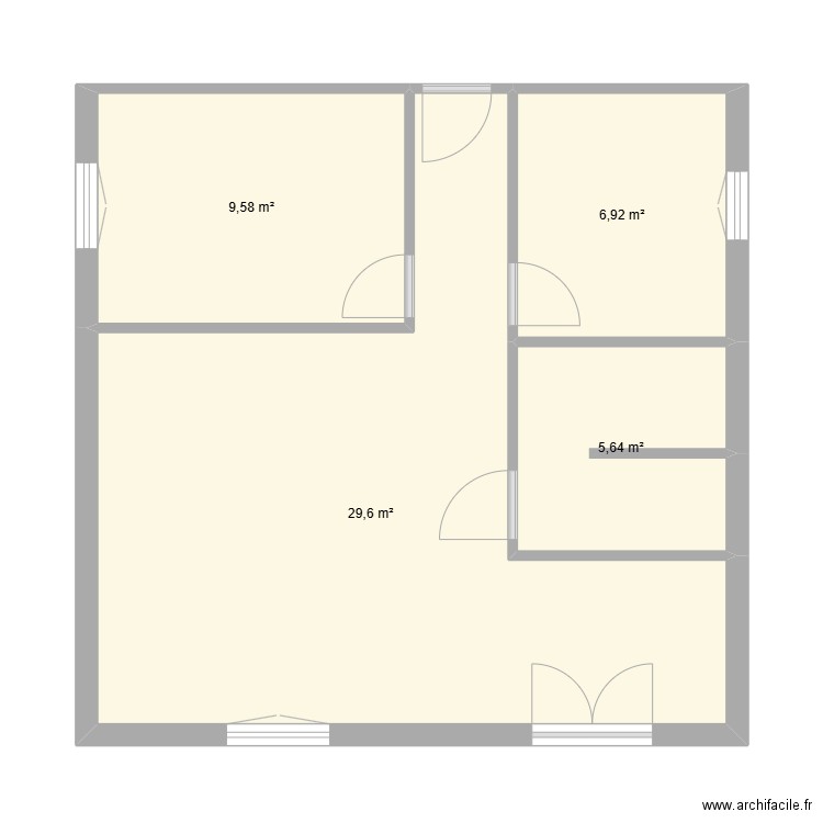 app 1. Plan de 4 pièces et 52 m2