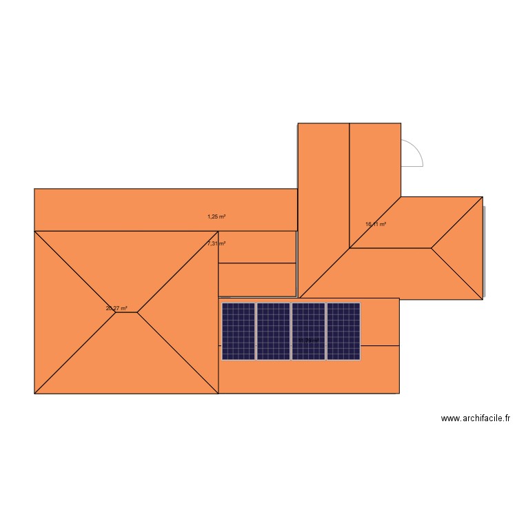 Maison1. Plan de 5 pièces et 57 m2