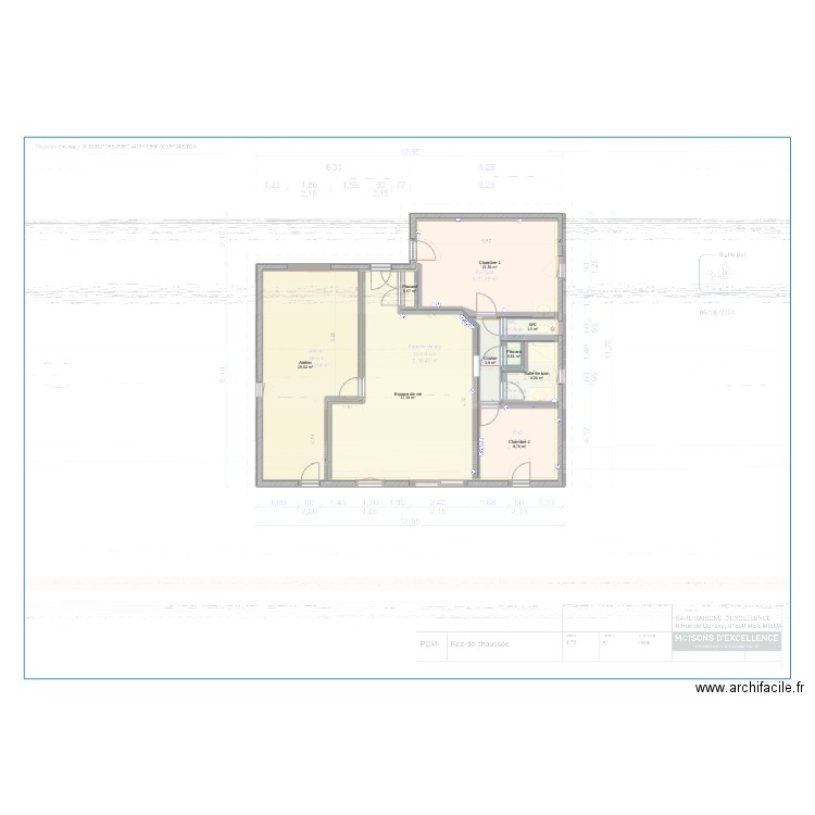 Alain Villeversure. Plan de 9 pièces et 108 m2