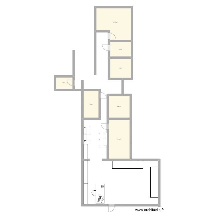 dossier vente. Plan de 7 pièces et 69 m2