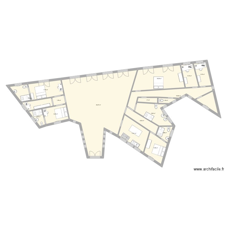 Seaview. Plan de 17 pièces et 178 m2