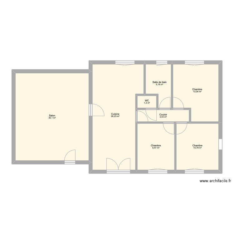 Maison Corcelles Projet. Plan de 8 pièces et 105 m2