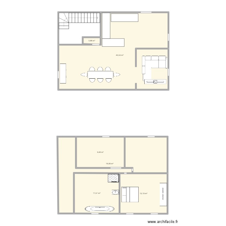 Maison. Plan de 6 pièces et 98 m2