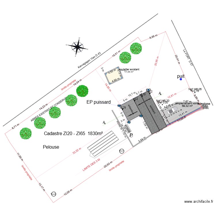 cloclo5. Plan de 1 pièce et 17 m2