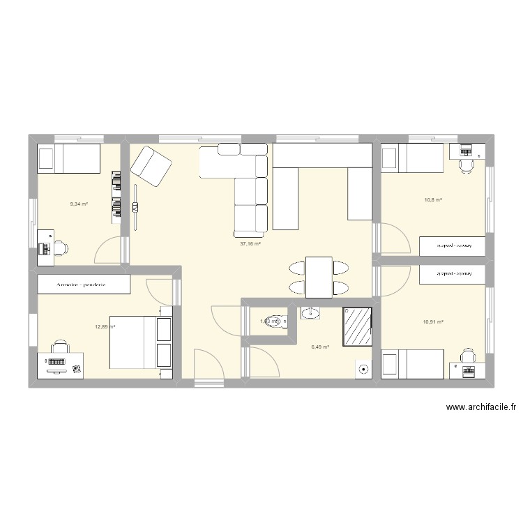 Maison rêve. Plan de 7 pièces et 89 m2