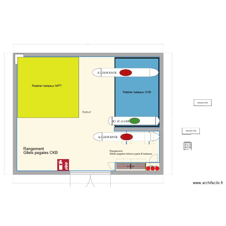 BASE KAYAK2. Plan de 3 pièces et 75 m2