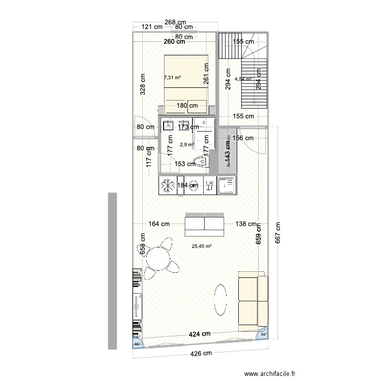 ANTIBES-1er_v1. Plan de 4 pièces et 40 m2