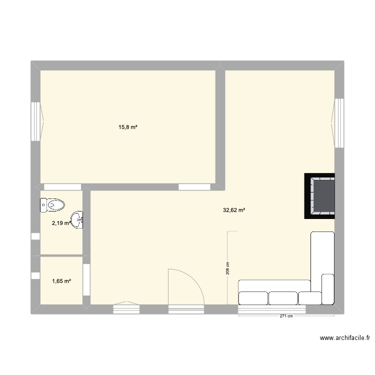 Maison simple étage. Plan de 4 pièces et 52 m2