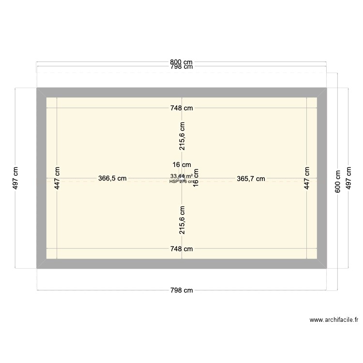 Grange. Plan de 2 pièces et 67 m2