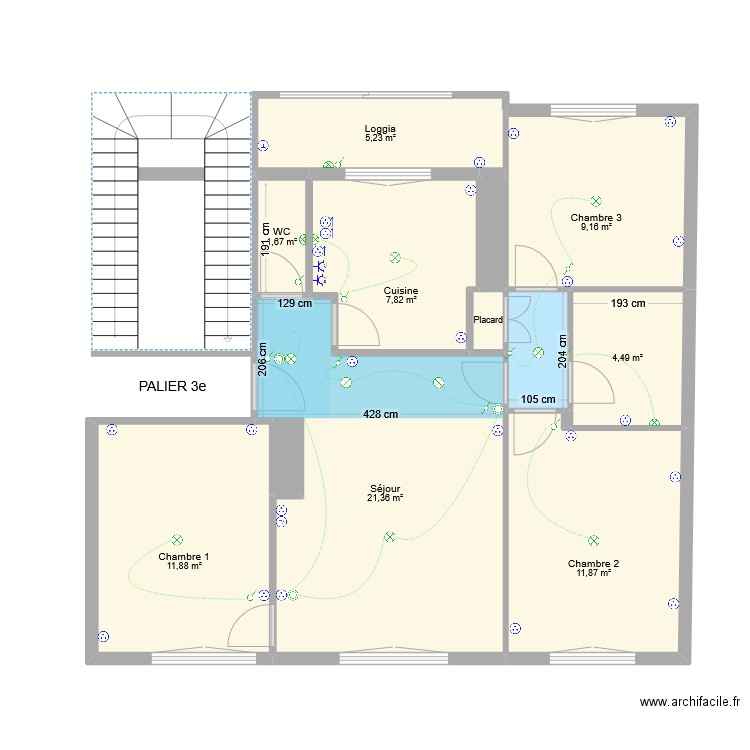 199 Vert Coteau Electricité. Plan de 13 pièces et 77 m2