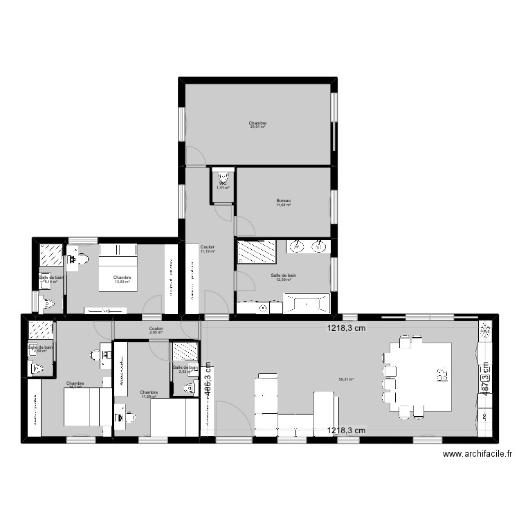 maison. Plan de 13 pièces et 167 m2