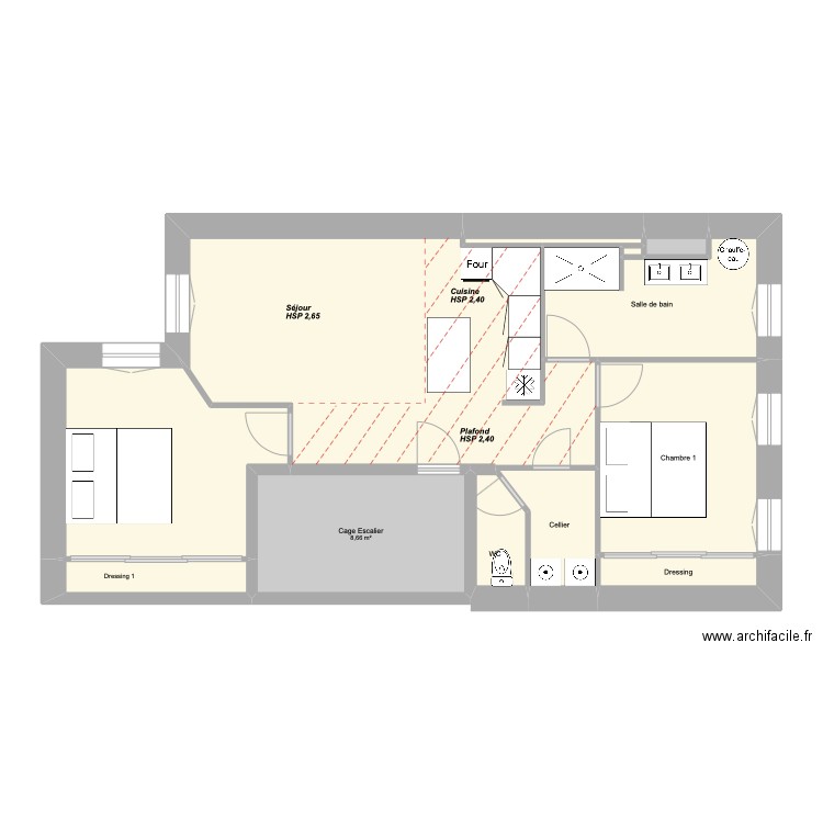 Jerome Auch Projet 2 eme étage modification2 Faux plafonds. Plan de 12 pièces et 76 m2