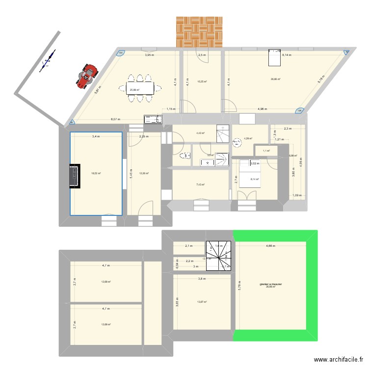 precey 1. Plan de 18 pièces et 203 m2