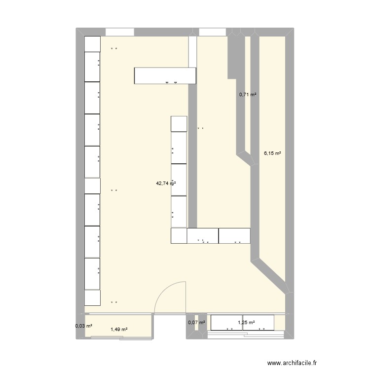 plan bijouterie. Plan de 7 pièces et 52 m2