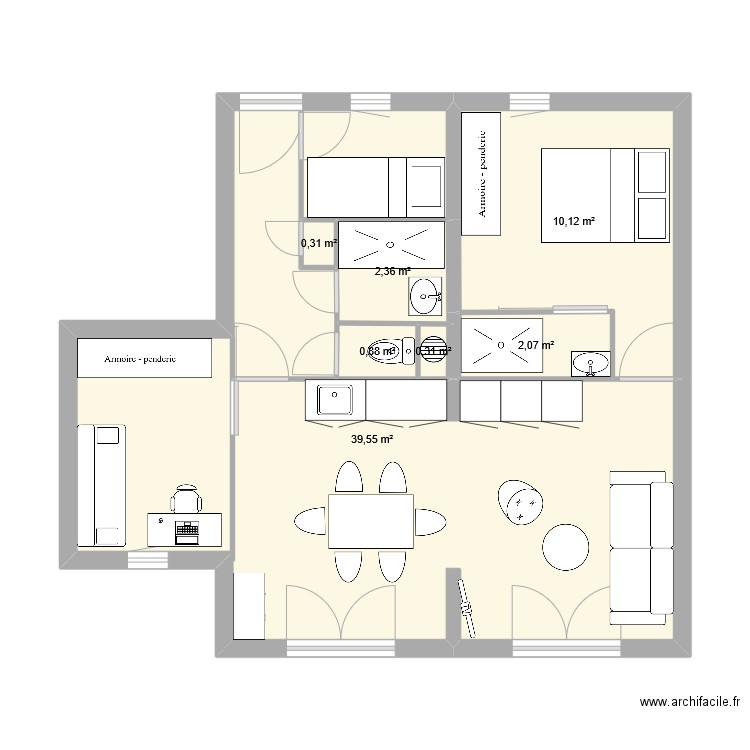 test SG3. Plan de 7 pièces et 56 m2