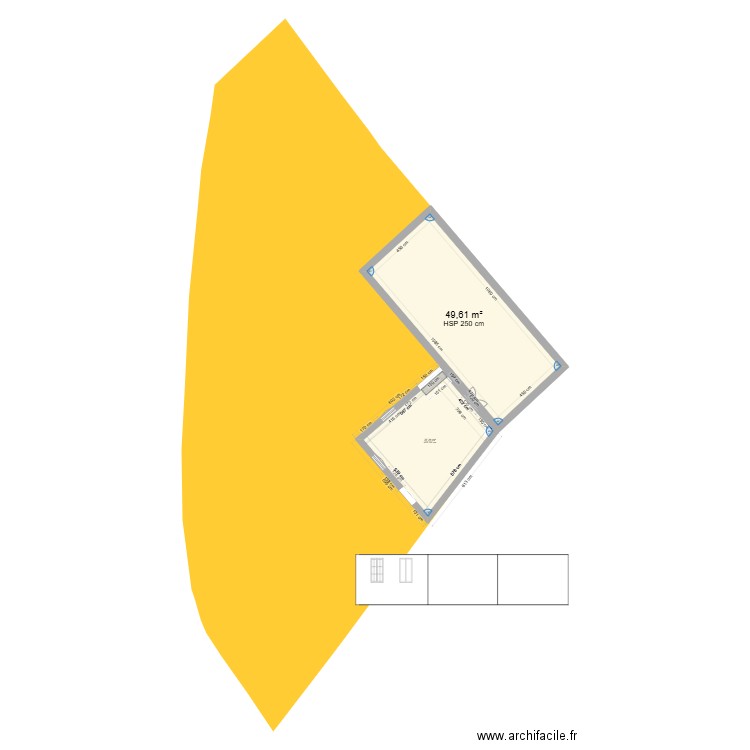 extension 2   6m de long cadastre. Plan de 2 pièces et 77 m2