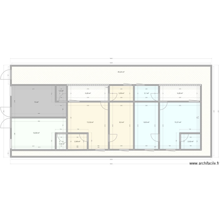 T2 + cuisine. Plan de 15 pièces et 141 m2