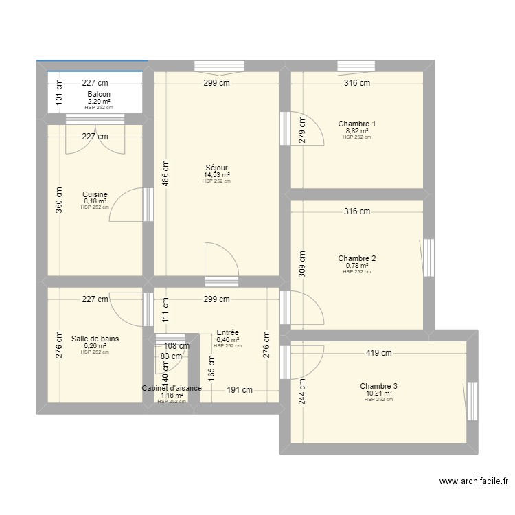 Parc bat A logt 26. Plan de 9 pièces et 68 m2