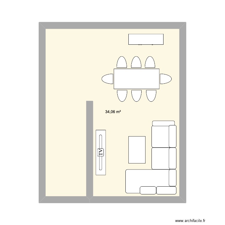 Sal1. Plan de 1 pièce et 34 m2