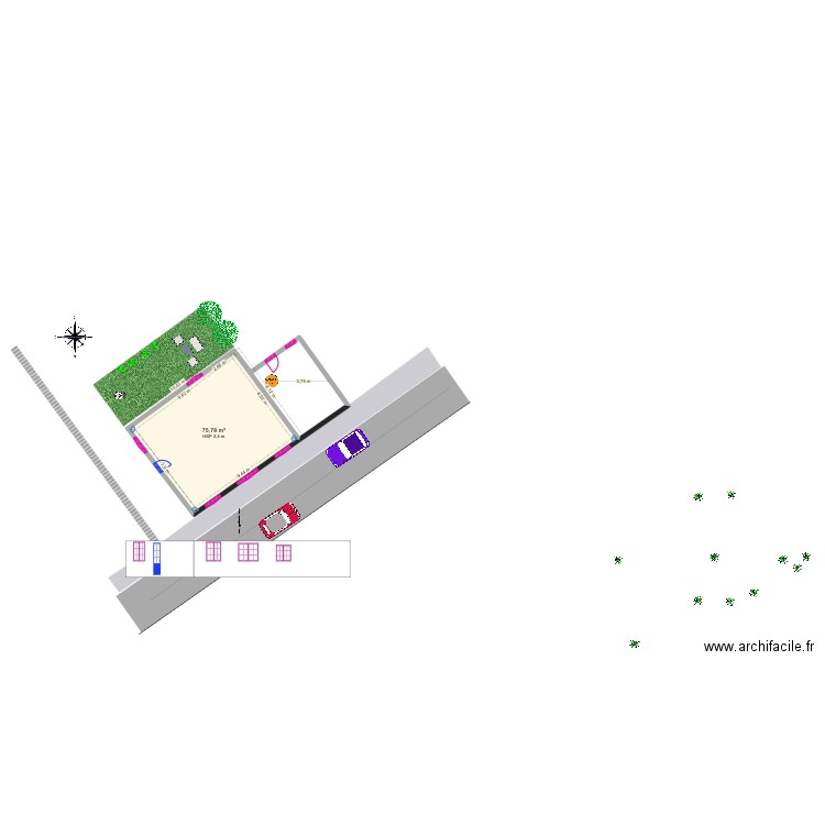 123. Plan de 1 pièce et 76 m2