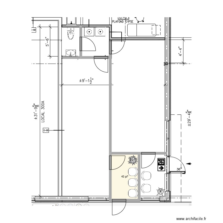 Komini + Esthétique. Plan de 1 pièce et 4 m2